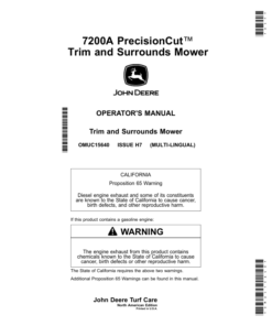 John Deere 7200A PrecisionCut Trim, Surrounds Mower (050001-060000) (North American) Operator's Manual (OMUC15640)