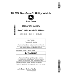 John Deere TH 6X4 Gas Gator Utility Vehicles (130001-) Operator's Manual (OMUC16256)