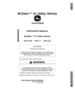 John Deere M-Gator A1 Utility Vehicle Operator's Manual (OMUC16259)