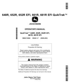 John Deere 648R, 652R, 652R EFI, 661R & 661R EFI QuikTrak Mowers (North America) (060001-) Operator's Manual (OMUC16484E)