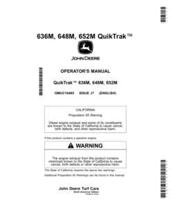 John Deere 636M, 648M, 652M QuikTrak Mowers (North America) (060001-) Operator's Manual (OMUC16485E)