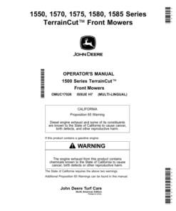 John Deere 1550, 1570, 1575, 1580, 1585 Series TerrainCut Front Mowers (040001-050000),(North American), Multi-Lingual Document: ENG/SPA Operator's Manual (OMUC17026)