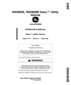 John Deere RSX860E & RSX860M Gator Utility Vehicles Operator's Manual (OMUC17119)