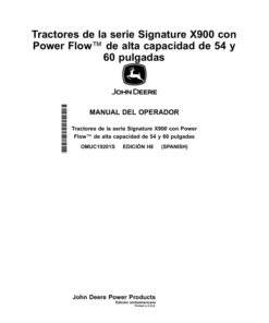 Alternative view of John Deere 54-, 60-Inch High Capacity Power Flow X900 Signature Series Tractors (North American) Operator's Manual (OMUC19201)