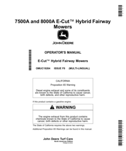 John Deere 7500A, 8000A E-Cut Hybrid Fairway Mowers (North American) Operator's Manual (OMUC19264)
