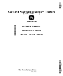 John Deere X584, X590 Select Series Tractors (Export Edition) Operator's Manual (OMUC19358)