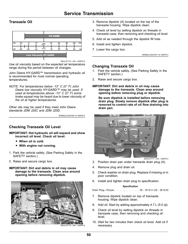 John Deere TH 6X4 Diesel Gator Utility Vehicles Operator's Manual (OMUC19709) - Image 2