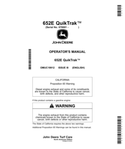 John Deere 652E QuikTrak Mowers (North America) (070001-) Operator's Manual (OMUC19912E)