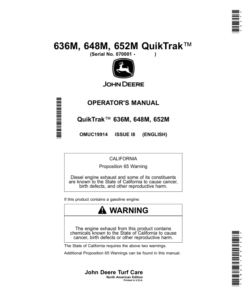 John Deere 636M, 648M, 652M QuikTrak Mowers (North America) (070001-) Operator's Manual (OMUC19914E)