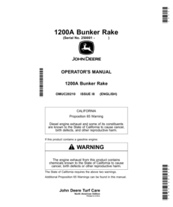 John Deere 1200A Bunker Rake (North American) Operator's Manual (OMUC20210)