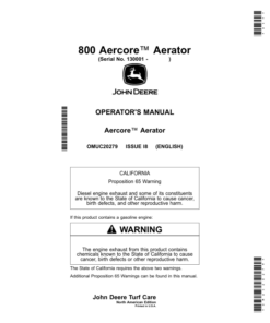 John Deere 800 Aercore Aerator (North American) Operator's Manual (OMUC20279)