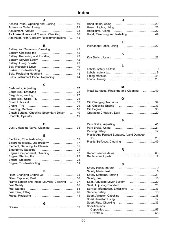 John Deere TS Gator Utility Vehicles Operator's Manual (OMUC20366) - Image 2