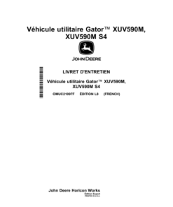 Alternative view of John Deere XUV590M, XUV590M S4 Gator Utility Vehicle (Export Edition) Operator's Manual (OMUC21097)