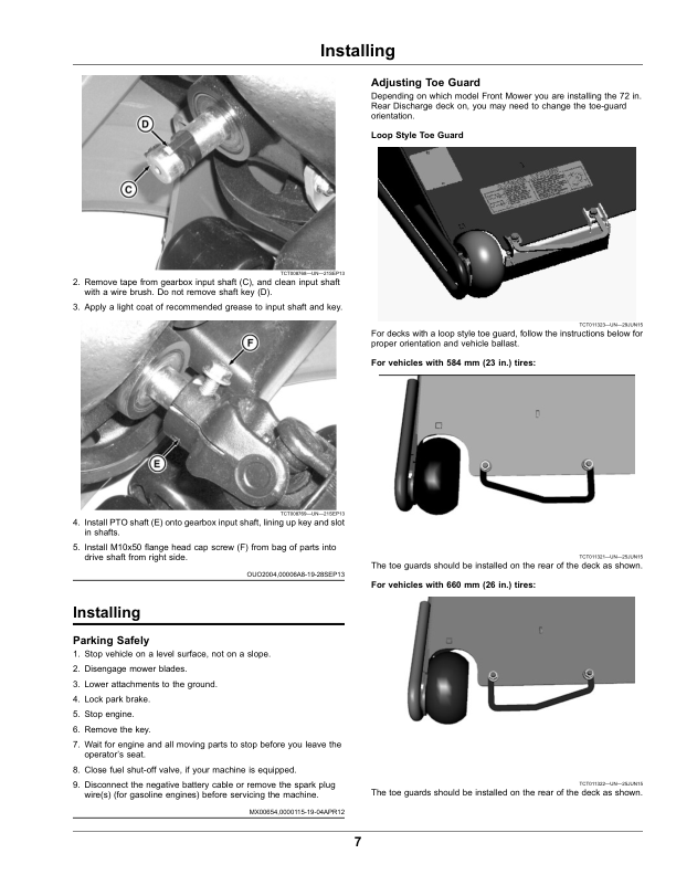 John Deere 72 inch Rear Discharge Mower Deck / Compatible with 1400/1500 Series II, 1500 Series TerrainCut Front Mowers Operator's Manual (OMUC21135) - Image 2