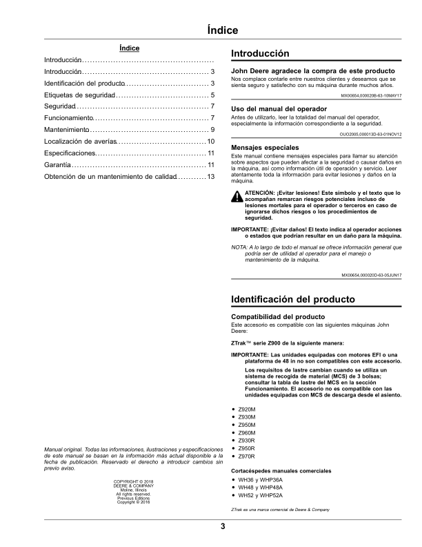 John Deere Propane Powered Engine (IMPORTANT: Units equipped with EFI engines, a 48 inch deck, or a Dump from Seat MCS are not compatible with this attachment) Operator's Manual (OMUC21259) - Image 2