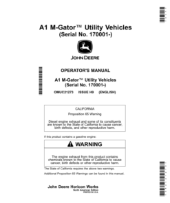 John Deere M-Gator A1 Utility Vehicles Operator's Manual (OMUC21273)