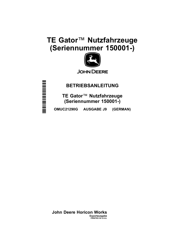 John Deere TE Gator Utility Vehicles (Serial No. 150001-) (Export Edition) Operator's Manual (OMUC21290) - Image 3
