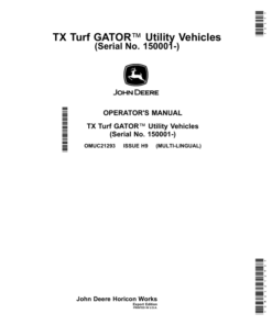 John Deere TX Turf GATOR Utility Vehicles (Serial No.150001-) (Export Edition) Operator's Manual (OMUC21293)