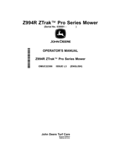 John Deere Z994R ZTrak Pro Series Mower (030001-) Operator's Manual (OMUC22306)