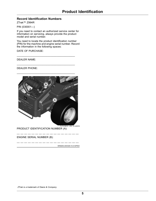 John Deere Z994R ZTrak Pro Series Mower (030001-) Operator's Manual (OMUC22306) - Image 2