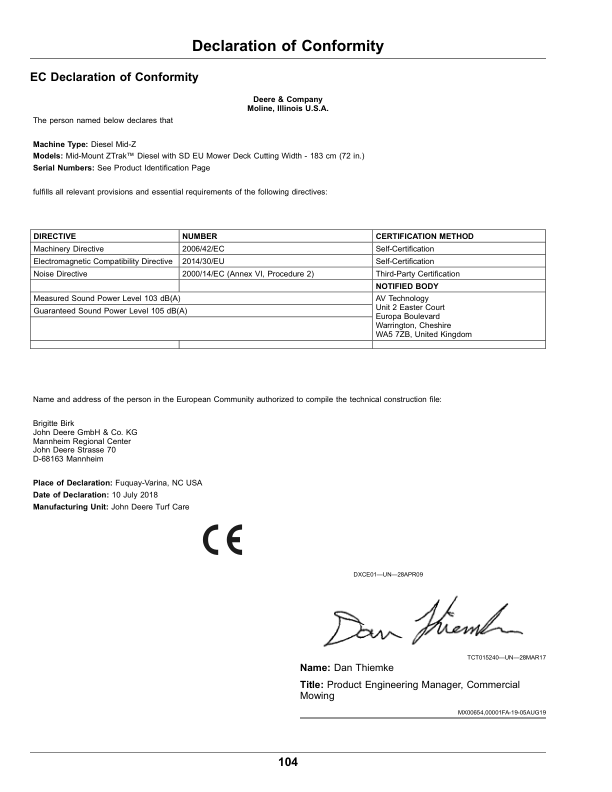 John Deere Z997R ZTrak Max-Frame Mowers Yanmar (3TNV88C) Diesel Engine Operator's Manual (OMUC22368) - Image 2