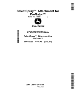 John Deere HD200 SelectSpray Attachment for ProGator Operator's Manual (OMUC23290)