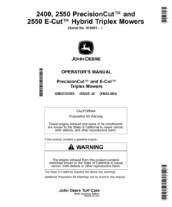 John Deere 2400, 2550 PrecisionCut, 2550 E-Cut Hybrid Triplex Mowers (Serial Number 010001-) (North American) Operator's Manual (OMUC23503)