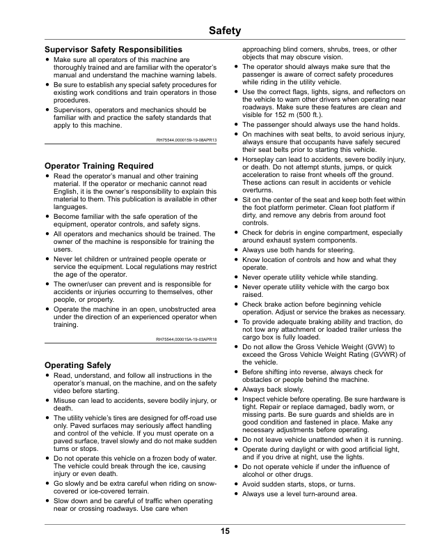 John Deere XUV825E, XUV825M Gator Utility Vehicles (California Edition) Operator's Manual (OMUC23891) - Image 2