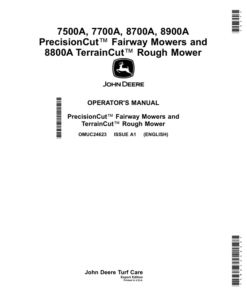 John Deere 7500A, 7700A, 8700A (080001-) 8900A (050001-) PrecisionCut FairwayMowers, 8800A (080001-) TerrainCut Rough Mower Operator's Manual (OMUC24623)