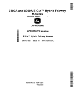 John Deere 7500A, 8000A E-Cut Hybrid Fairway Mowers (Export Edition) Operator's Manual (OMUC24626)