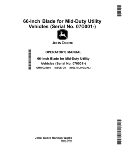 John Deere 66-Inch Blade for Mid-Duty Utility Vehicles (Serial No. 070001-) (Export Edition) Operator's Manual (OMUC24691)