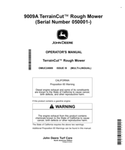 John Deere 9009A TerrainCut Rough Mower (050001-) (North America Edition) Operator's Manual (OMUC24989)