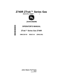 John Deere Z740R ZTrak Series Gas (030001-040000) (Export) Operator's Manual (OMUC26139)