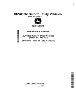 John Deere XUV835M Gator Utility Vehicles (Serial No. 040001-) (Export) Operator's Manual (OMUC26717)