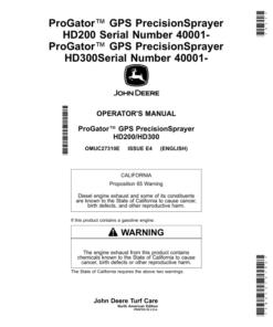 John Deere ProGator GPS PrecisionSprayer HD200/HD300 (040001-) (North America) Operator's Manual (OMUC27310E)