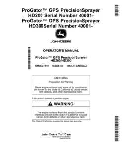 John Deere ProGator GPS PrecisionSprayer HD200/HD300 (040001-) (North America) Operator's Manual (OMUC27310)