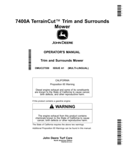 John Deere 7400A TerrainCut Trim, Surrounds Mower (North American) Operator's Manual (OMUC27550)