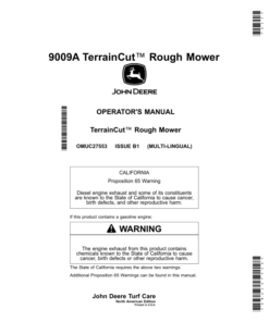 John Deere 9009A TerrainCut Rough Mower (060001-) (North American) Operator's Manual (OMUC27553)