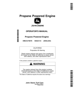 John Deere Propane Powered Engine Operator's Manual (OMUC27887E)