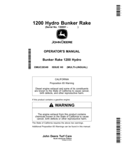 John Deere 1200 Hydro Bunker Rake (130001-) (North American) Operator's Manual (OMUC28349)