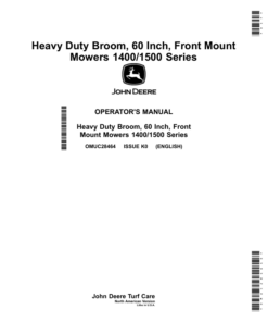 John Deere Heavy Duty Broom, 60 Inch, Front Mount Mowers 1400/1500 Series (010001-) Operator's Manual (OMUC28464E)