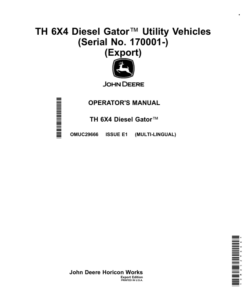 John Deere TH 6X4 Diesel Gator Utility Vehicles(Serial No. 170001-)(Export) (Export Edition) Operator's Manual (OMUC29666)