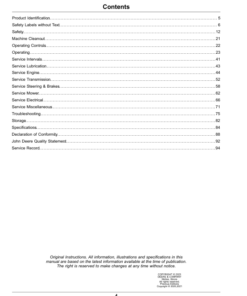 Alternative view of John Deere ZTrak Pro Series Gas Z950R Serial Number 100001- Operator's Manual (OMUC30000)