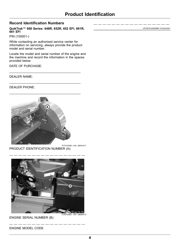 John Deere QuikTrak 648R, 652R, 652R EFI, 661R, 661R EFI (100001-) (North American) Operator's Manual (OMUC30241E) - Image 2