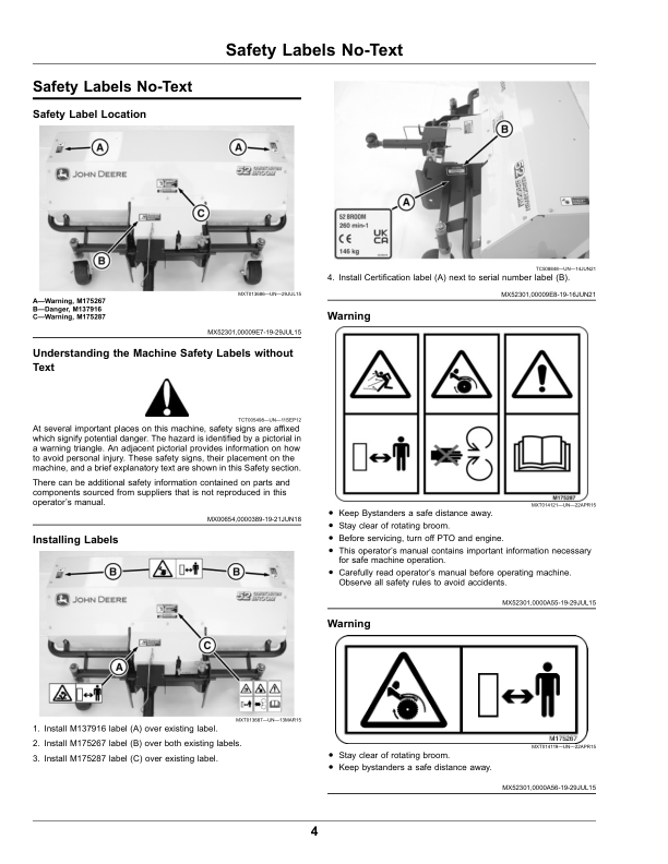 John Deere Quick-Hitch Broom, 52 Inch, X750, X754, X758, X940, X948, X949 (070001-) (Export Edition) Operator's Manual (OMUC30509E) - Image 2