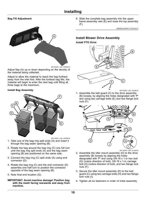 John Deere Blower, 3 Bag Material Collection System Serial Number 030001- (North American) Operator's Manual (OMUC30933E) - Image 2