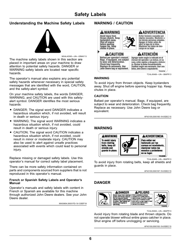 John Deere Material Collection System 9.6 Bushel Dump from Seat Serial Number 030001- (North American) Operator's Manual (OMUC30934E) - Image 2