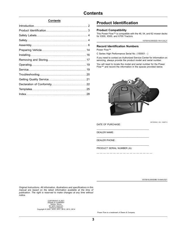 John Deere Power Flow High Performance for 48, 54, 62 Inch Mower Decks (150001-) (Export Edition) Operator's Manual (OMUC31230E) - Image 2