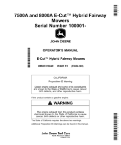 John Deere 7500A, 8000A E-Cut Hybrid Fairway Mowers (100001-) (North American) Operator's Manual (OMUC31864E)