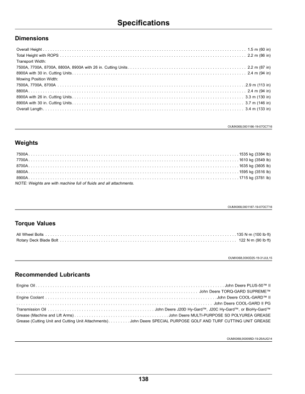 John Deere 7500A, 7700A, 8700A, 8900A PrecisionCut (100001-), Fairway Mowers, 8800A TerrainCut (070001-) Rough Mowers (North American) Operator's Manual (OMUC31867E) - Image 2